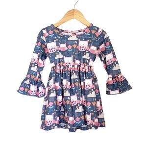 NEW! Pete + Lucy Mommy & Me Owl Flowers Clouds Baby Girl Dress 6-12 Month